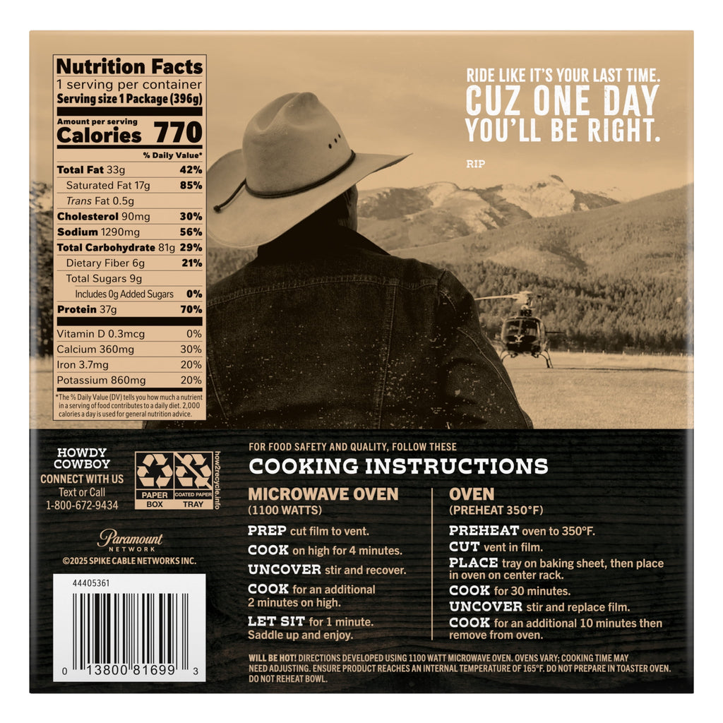 Yellowstone Beef and Cheese Pasta Bake Frozen Meal 14 Oz