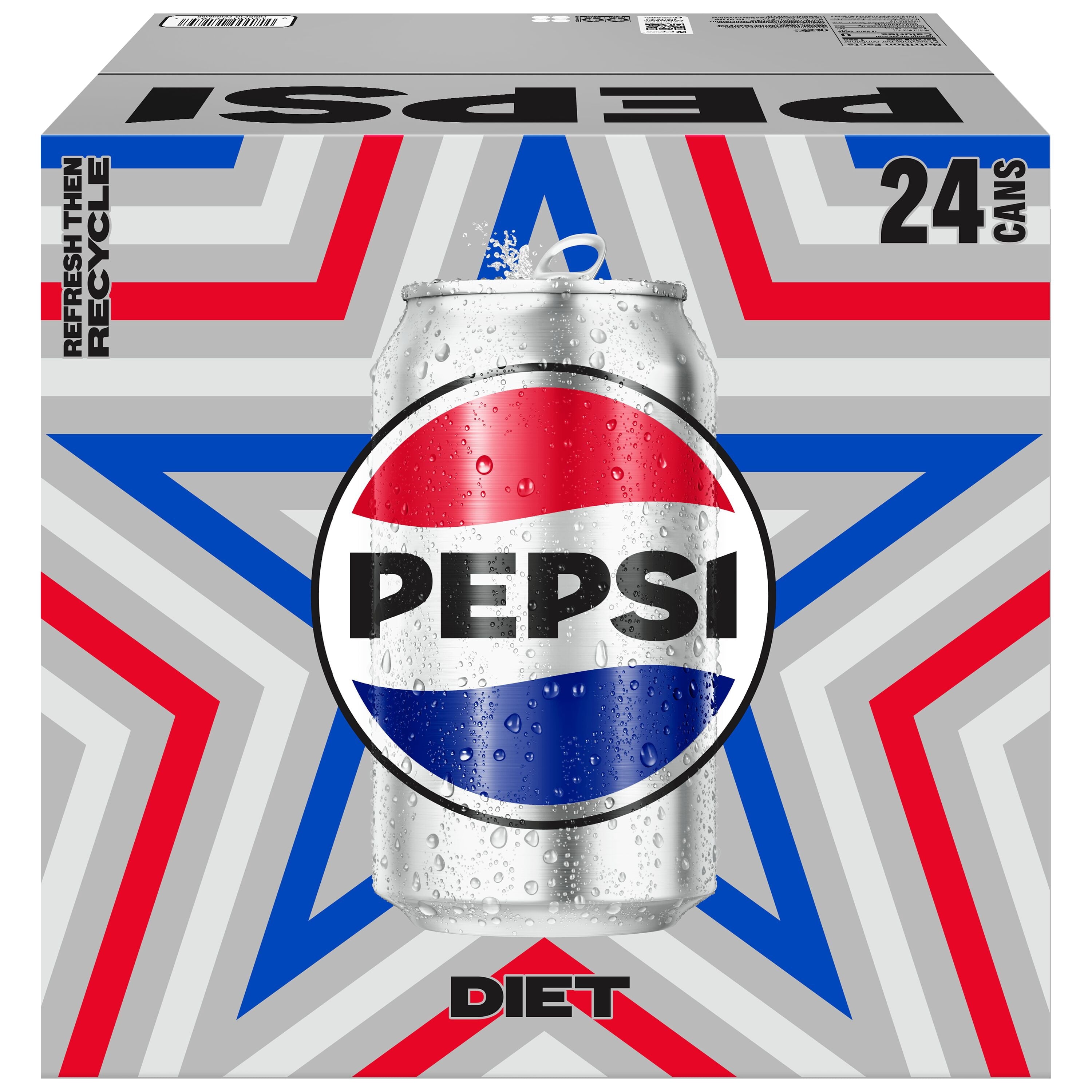Diet Pepsi Cola Soda Pop Cans 12 Fl Oz 24 Pack