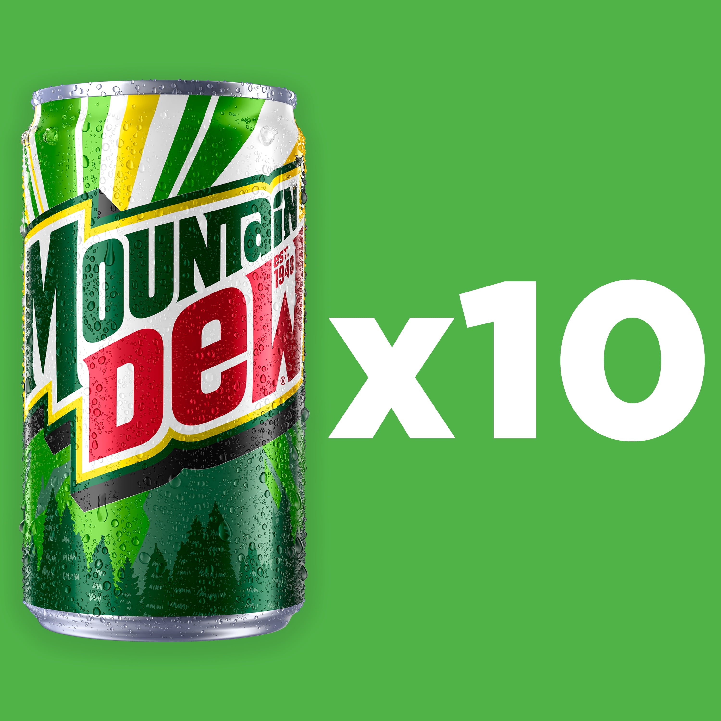 Mountain Dew Citrus Soda Pop Mini Cans 7.5 Fl Oz 10 Pack