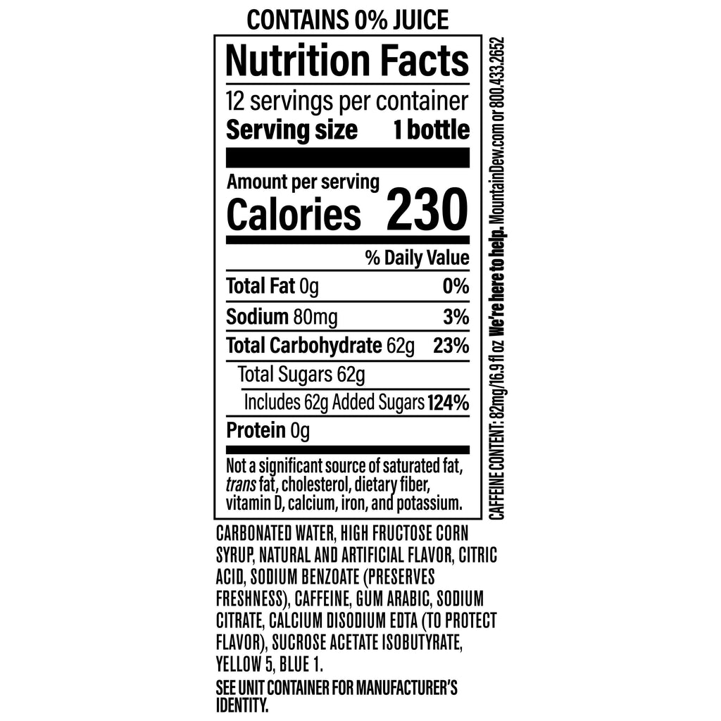 Mountain Dew Baja Blast Tropical Lime Soda Pop Bottles 16.9 Fl Oz 12 Pack