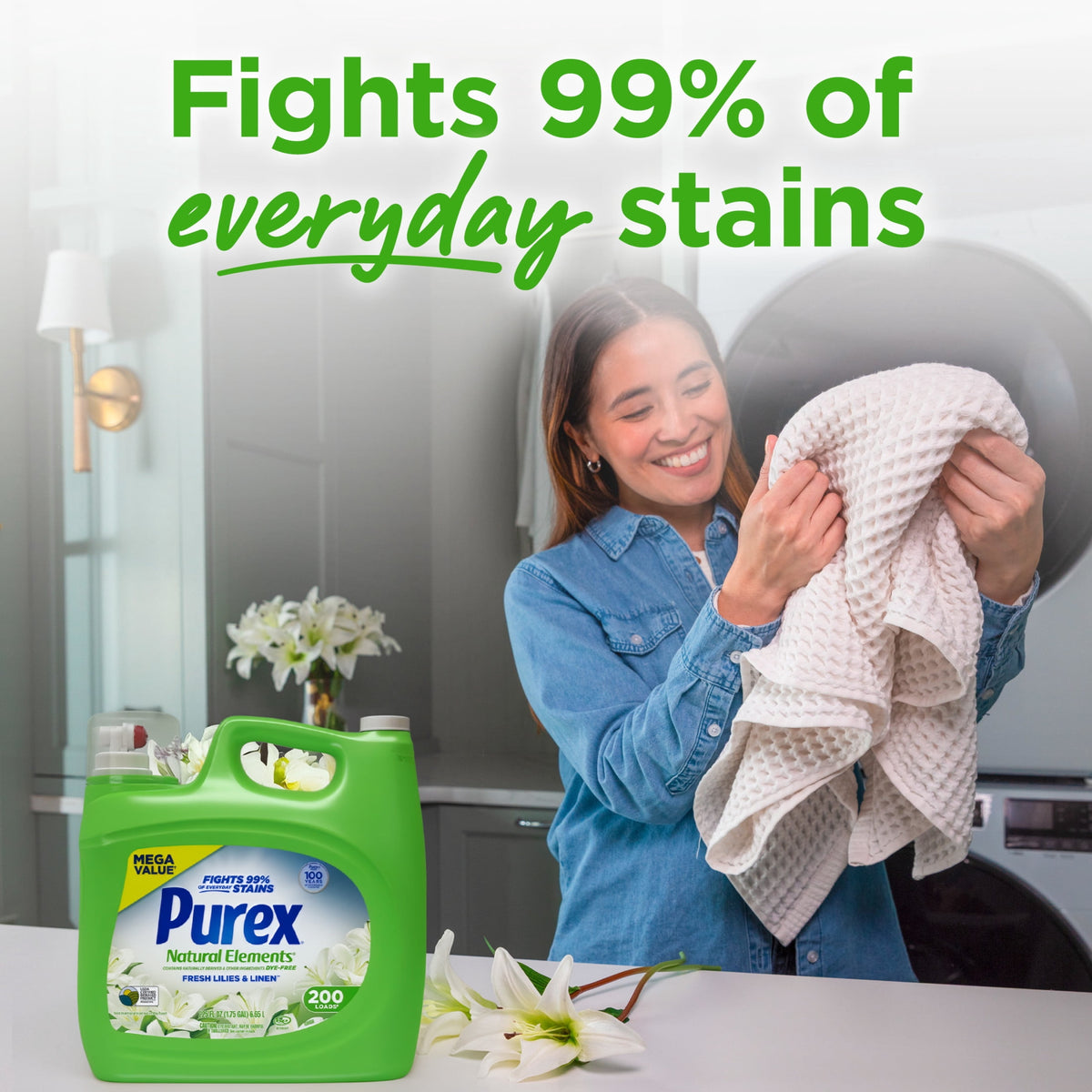 Purex Natural Elements Fresh Lilies & Linen Liquid Laundry Detergent 225 fl oz 200 Loads