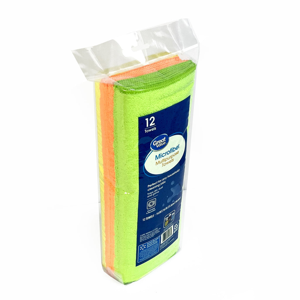 Great Value Multipurpose Microfiber Household Cleaning Cloths Multicolor 12 Count