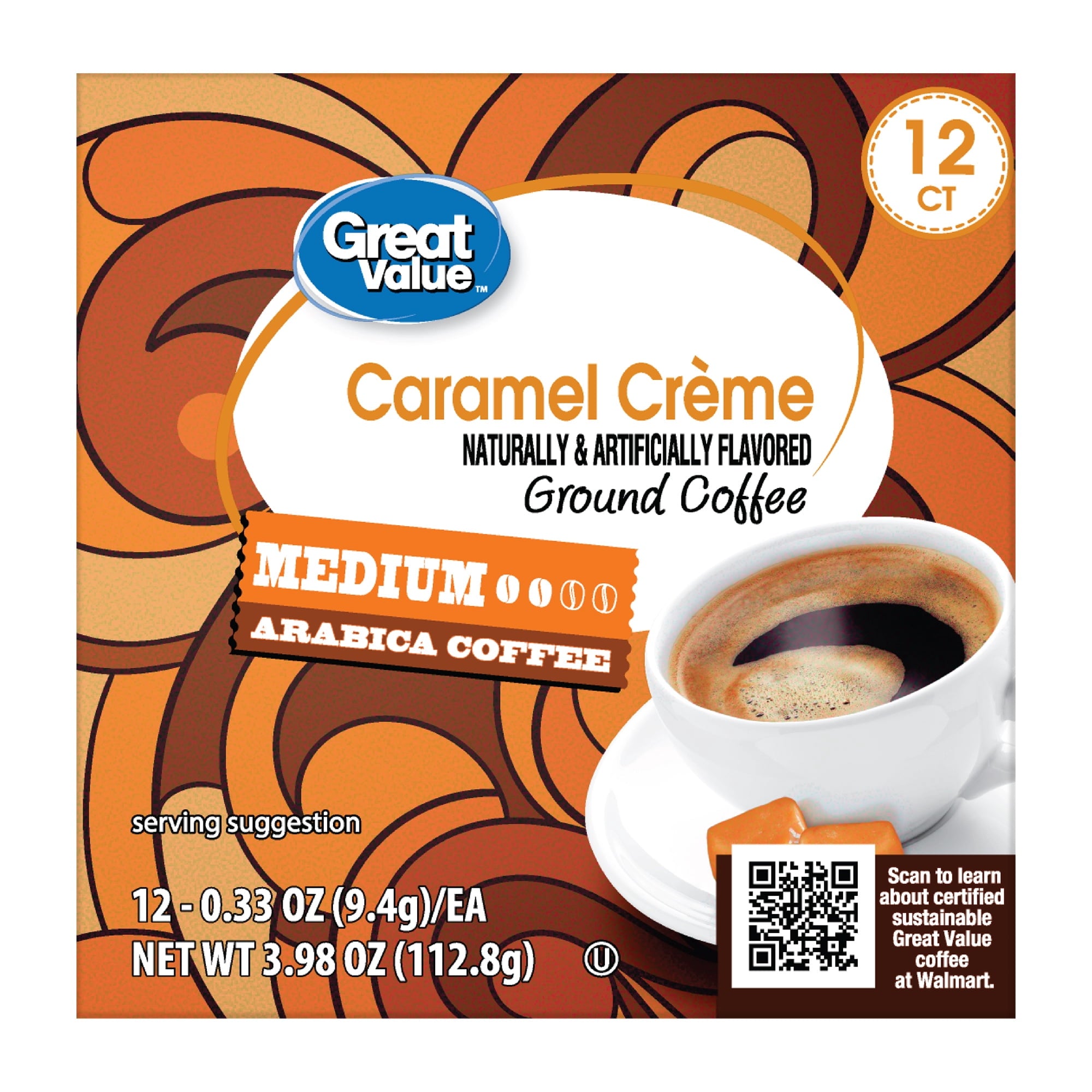 Great Value 100% Arabica Caramel Medium Roast Coffee Pods 12 Count