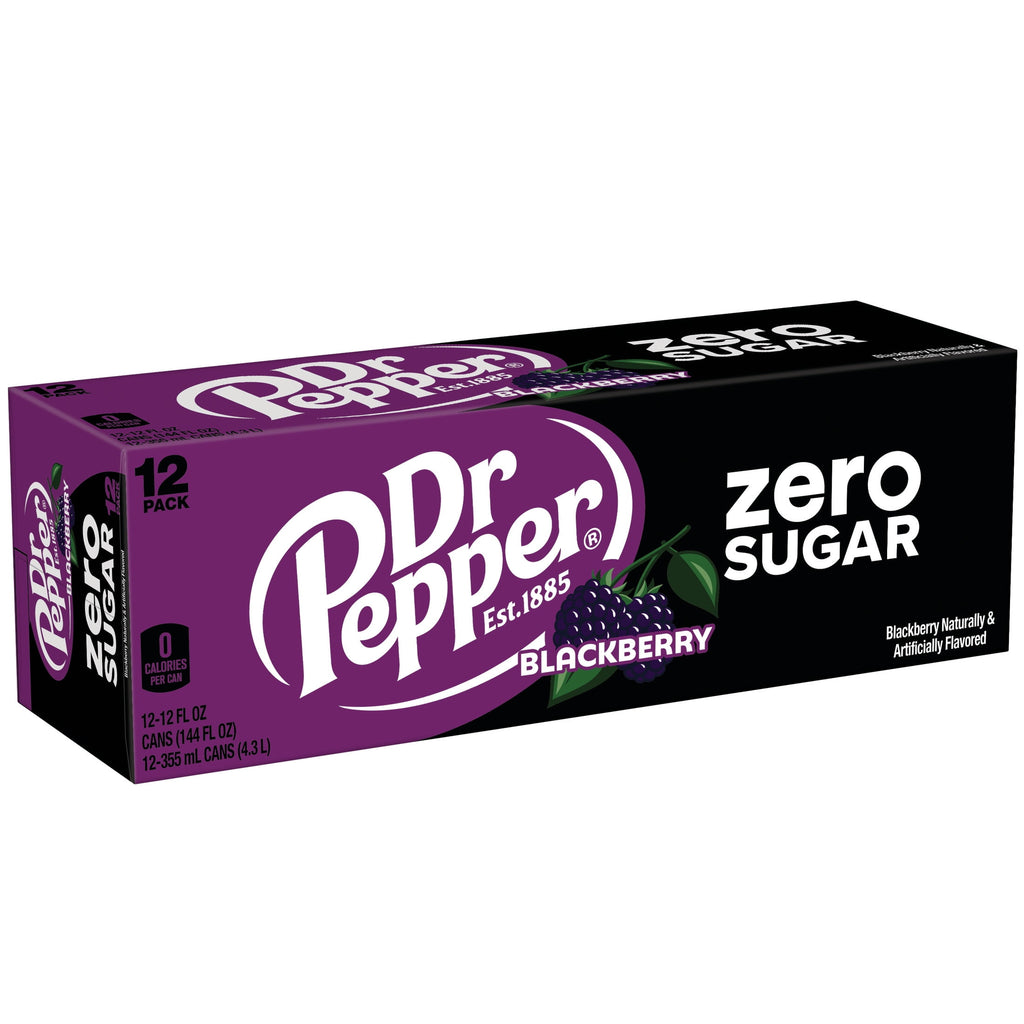 Dr Pepper Blackberry Zero Sugar Soda Pop Cans 12 Fl Oz 12 Pack