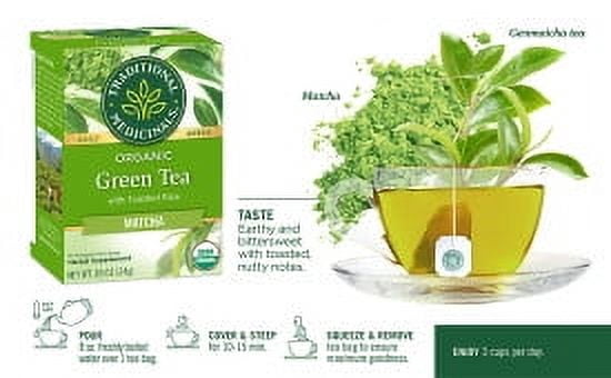 Traditional Medicinals Organic Green Tea Matcha with Toasted Rice Tea Bags 16 Count