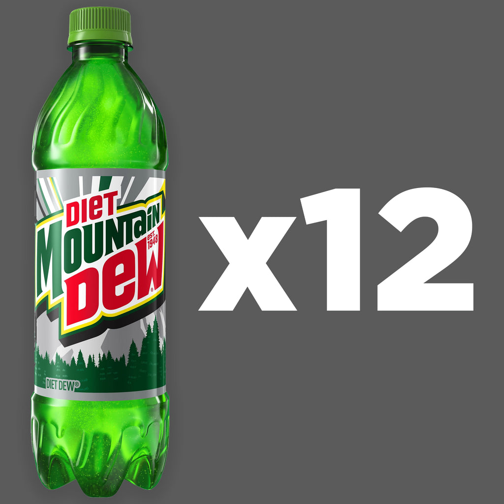 Mountain Dew Diet Citrus Soda Pop Bottles 16.9 Fl Oz 12 Pack
