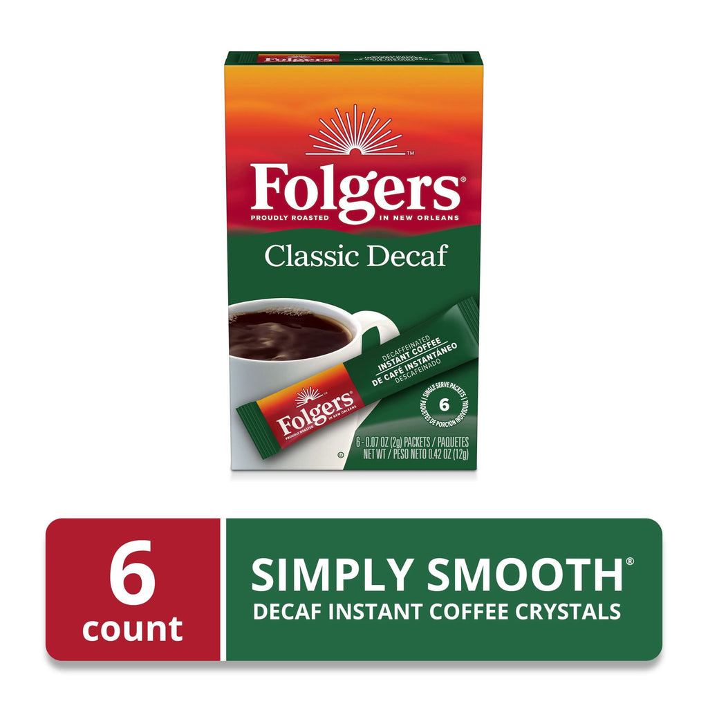 Folgers Classic Decaf Naturally Caffeinated Medium Instant Coffee 0.07 oz 6 Count