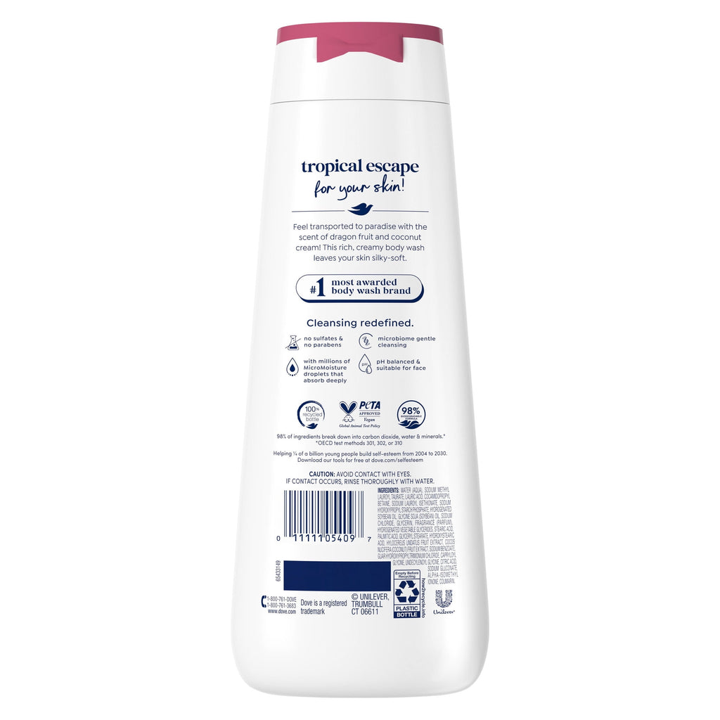 Dove Replenish Body Wash Dragon Fruit & Coconut Cream Moisturizing Cleanser 20 fl oz