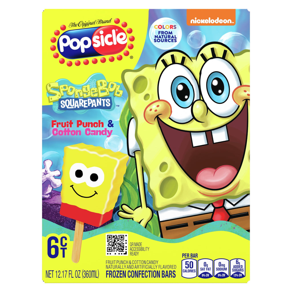 Popsicle SpongeBob SquarePants Frozen Dessert Bars 6 Count 50 Cal