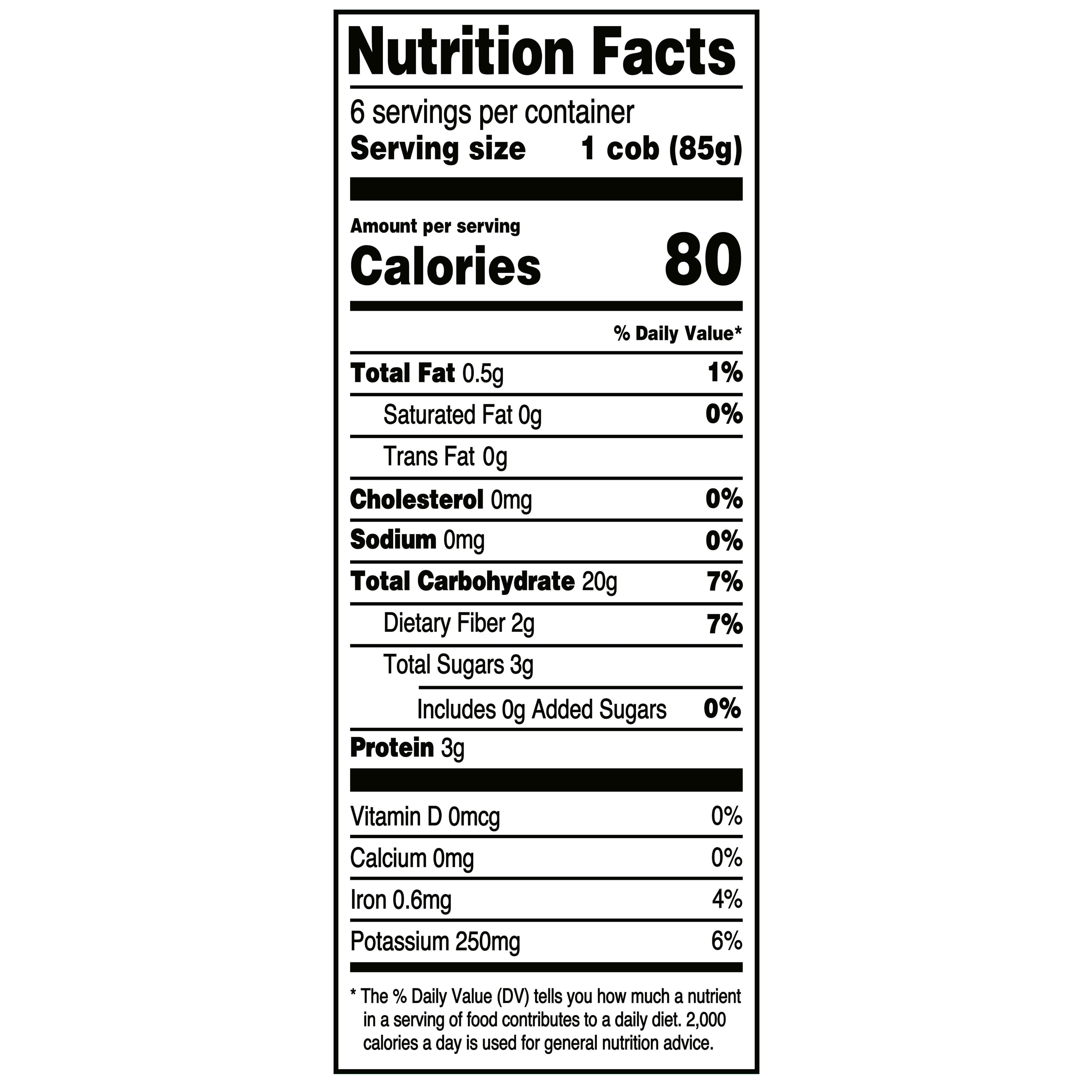 Great Value Sweet Corn On The Cob Frozen 6 Count 18 Oz