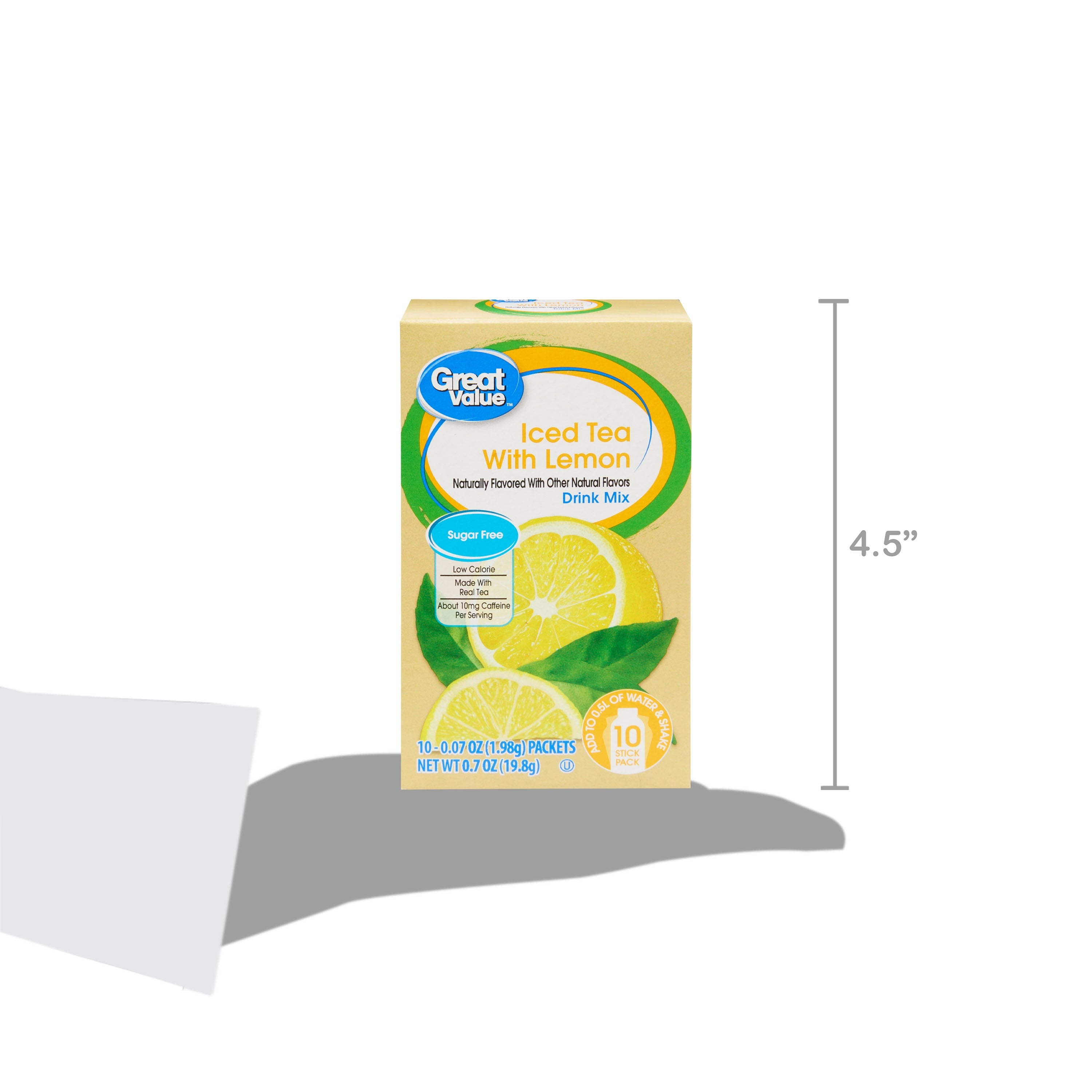 Great Value Sugar-Free Iced Tea with Lemon Naturally Decaffeinated Instant Drink Mix 0.07 oz 10 Count