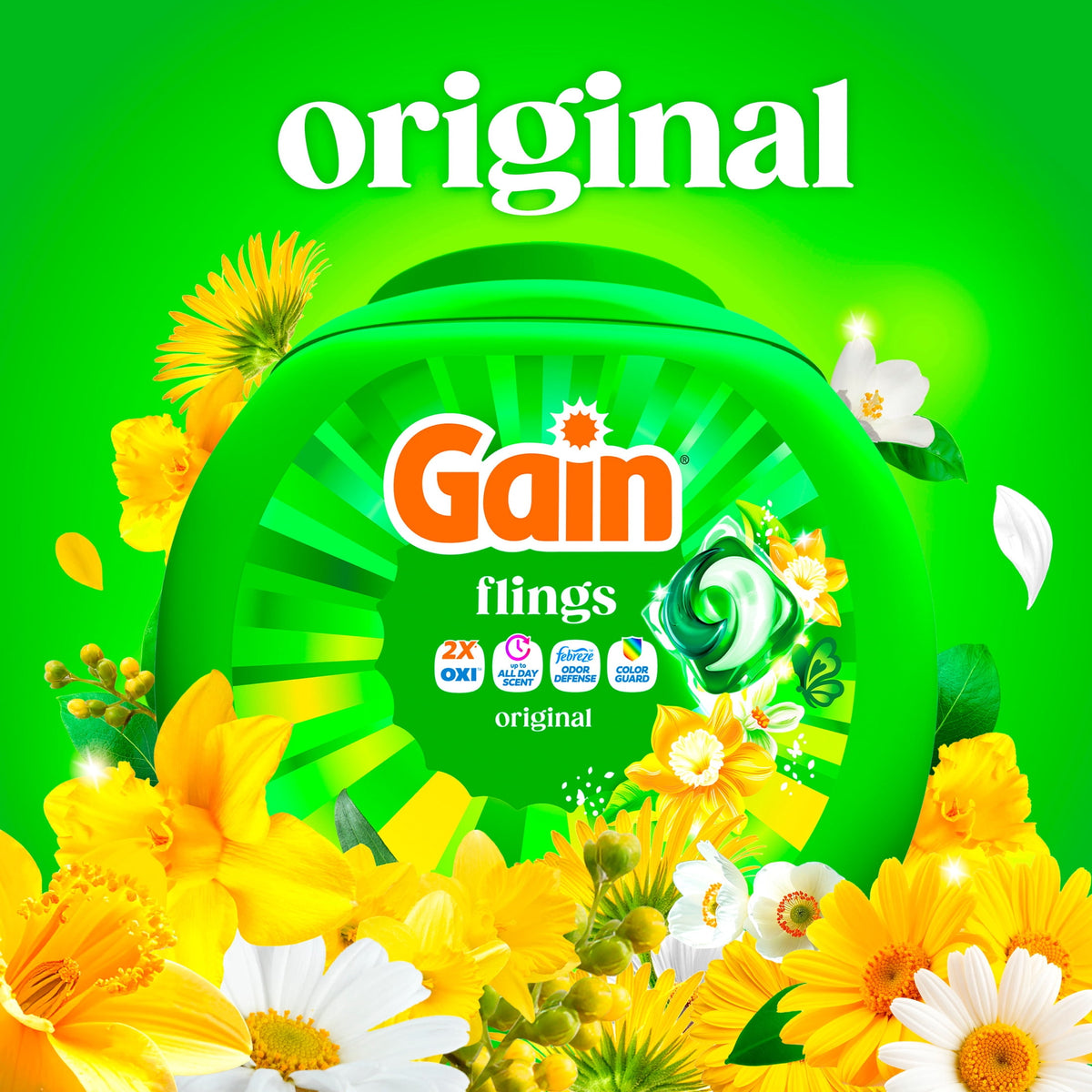 Gain Flings 4-in-1 Oxi Boost Febreze Laundry Detergent Pacs Original Scent 102 Count