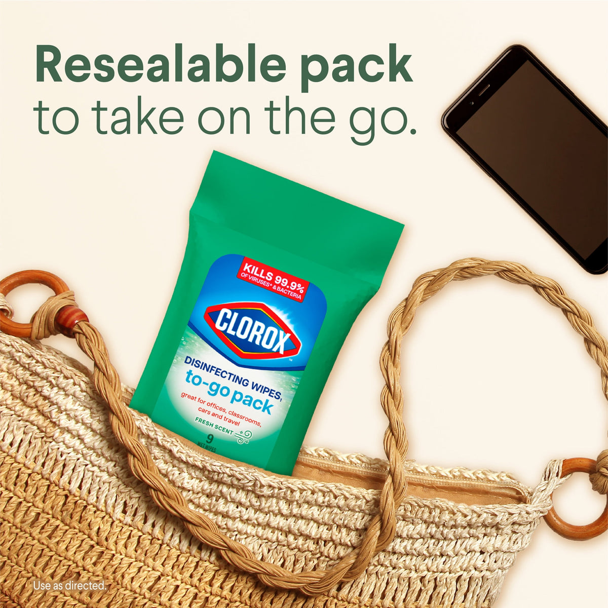 Clorox Disinfecting Cleaning Wipes To Go Pack Bleach Free Fresh Scent 9 Count