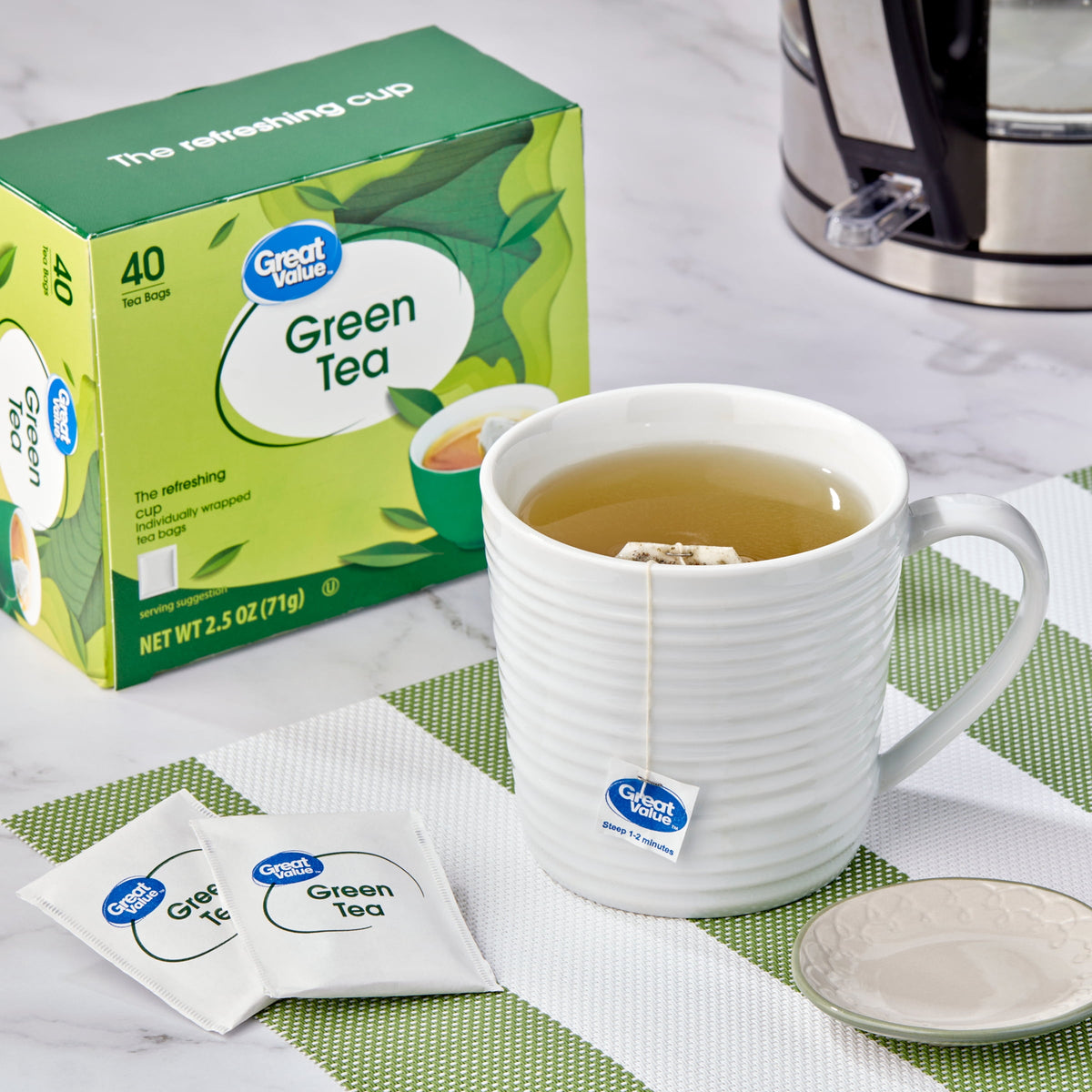 Great Value Naturally Caffeinated Green Tea Bags 2.5 oz 40 Count