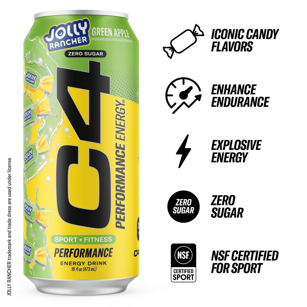 C4 Performance Energy Drink Jolly Rancher Green Apple 16 fl oz Single Can