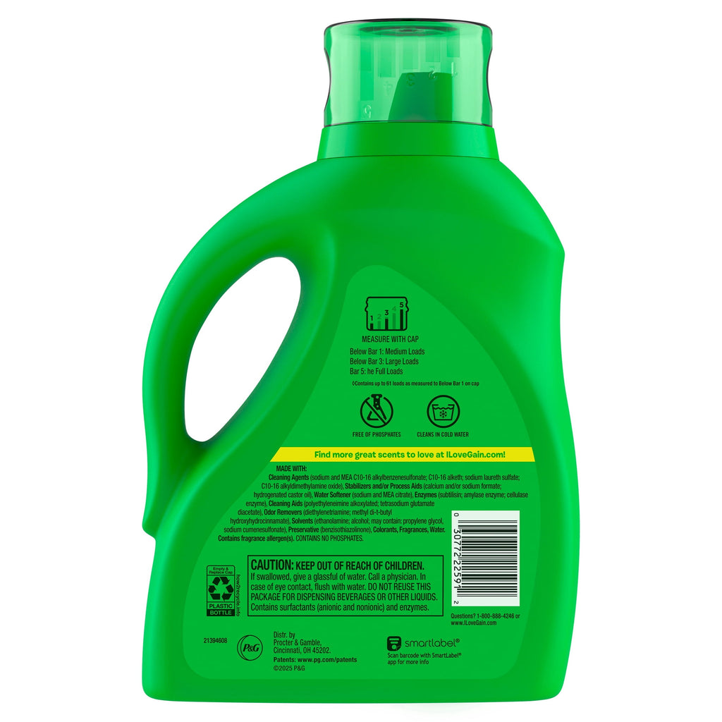 Gain Liquid Laundry Detergent Happy Hibiscus Scent 81 fl oz 61 Loads