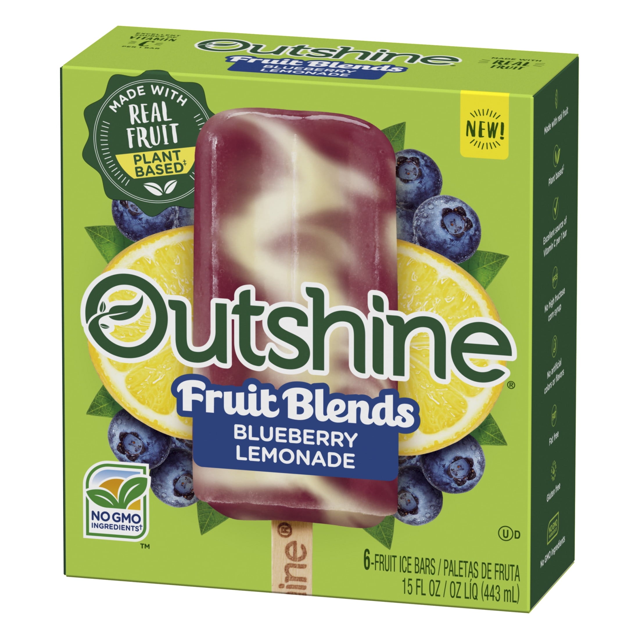 Outshine Blueberry Lemonade Fruit Blends Frozen Fruit Bars 6 Count 15 Fl Oz