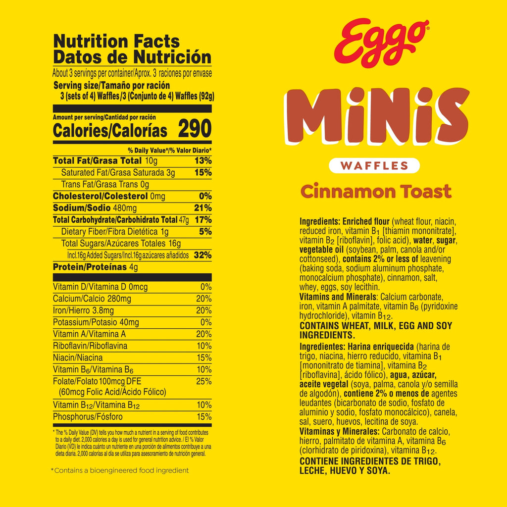 Eggo Minis Cinnamon Toast Waffles Frozen 10.75 Oz 10 Count