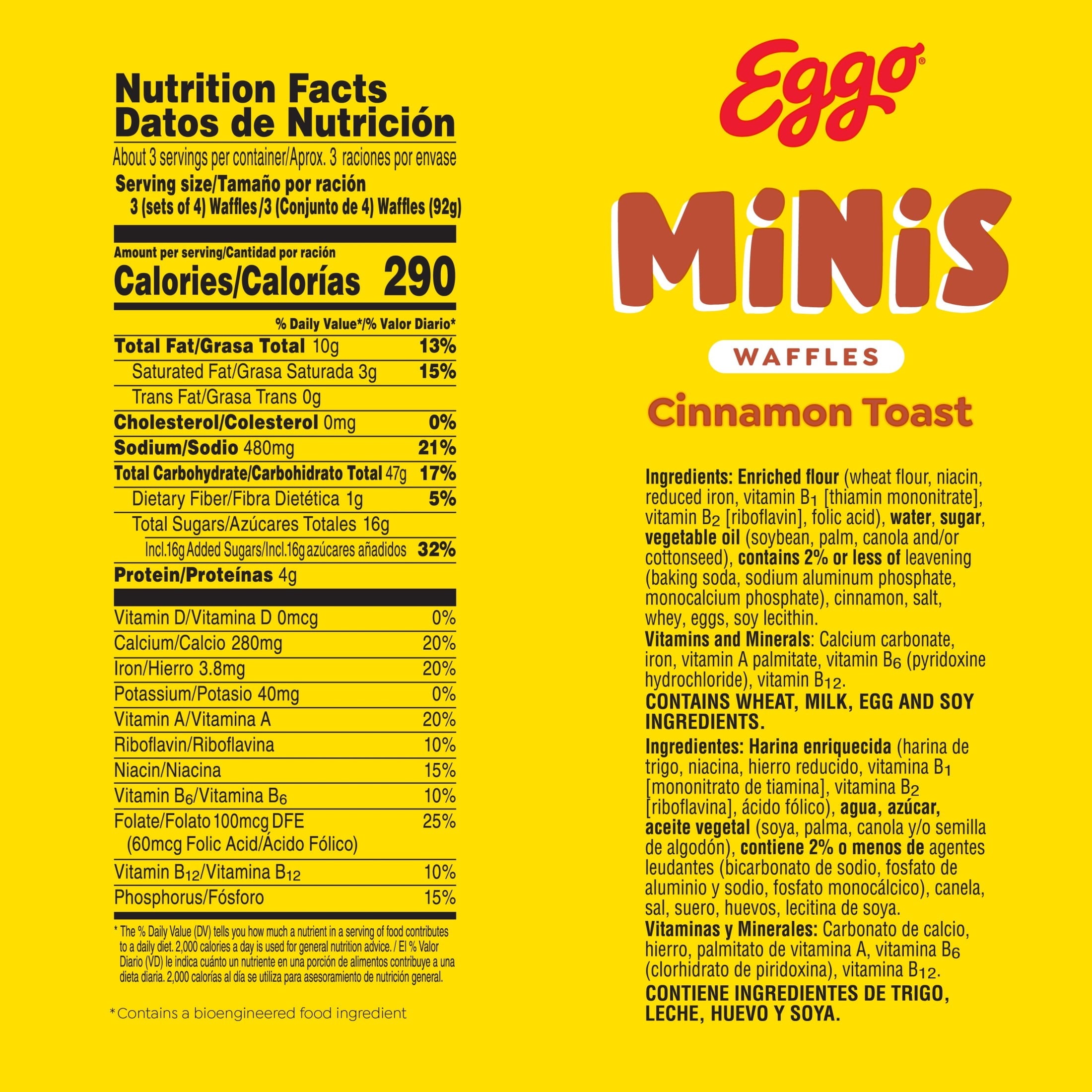 Eggo Minis Cinnamon Toast Waffles Frozen 10.75 Oz 10 Count