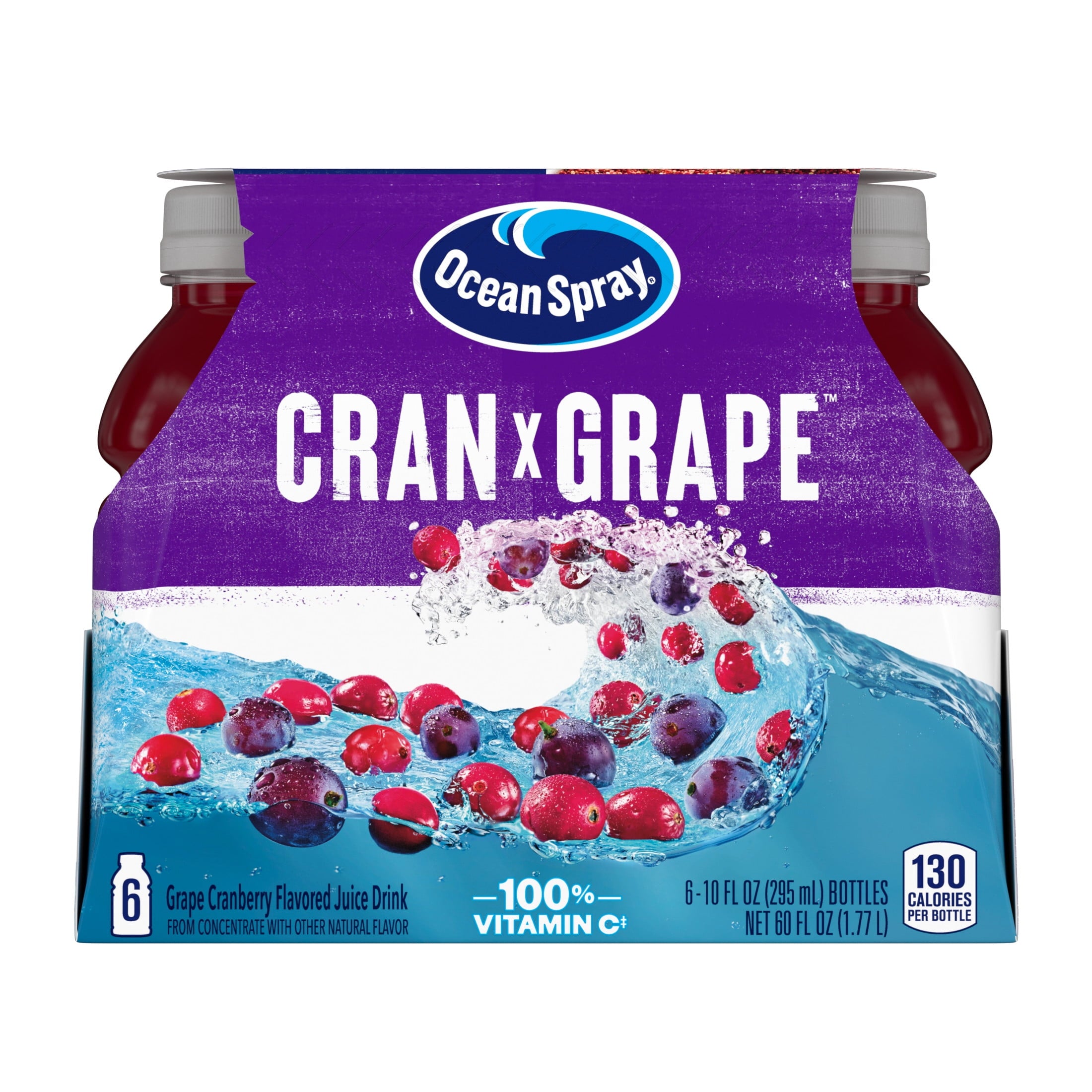 Ocean Spray Cran-Grape Cranberry Grape Juice Drink 10 fl oz Bottles 6 Count