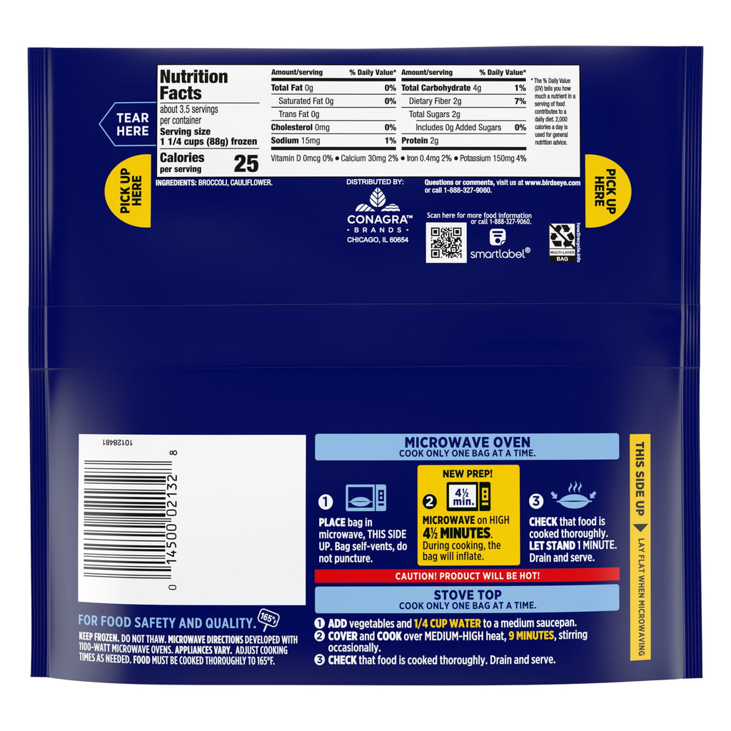 Birds Eye Steamfresh Broccoli Cauliflower Frozen 10.8 Oz