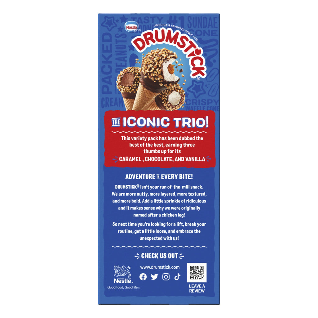 Drumstick Chocolate Vanilla Caramel Sundae Cones Variety Pack 8 Count 36.8 Fl Oz