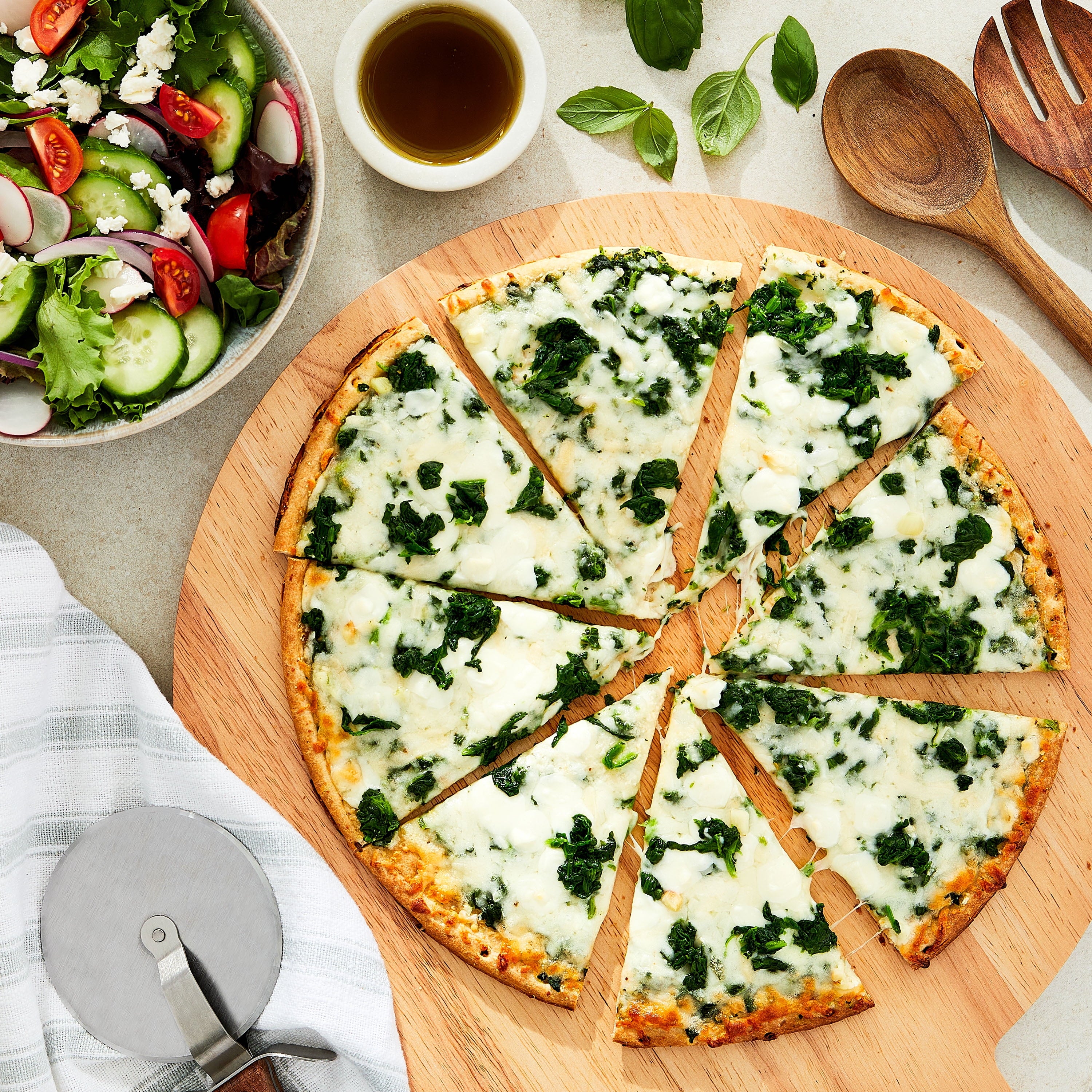 Great Value Thin and Crispy Crust Spinach Alfredo Frozen Pizza 17.45 Oz