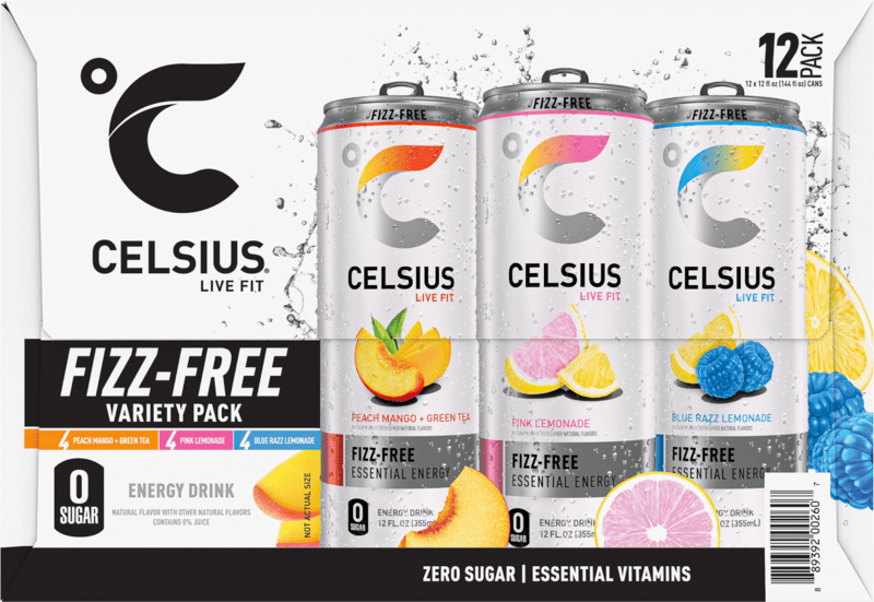 CELSIUS Fizz Free Variety Pack Functional Energy Drink 12 fl oz 12 Pack Cans
