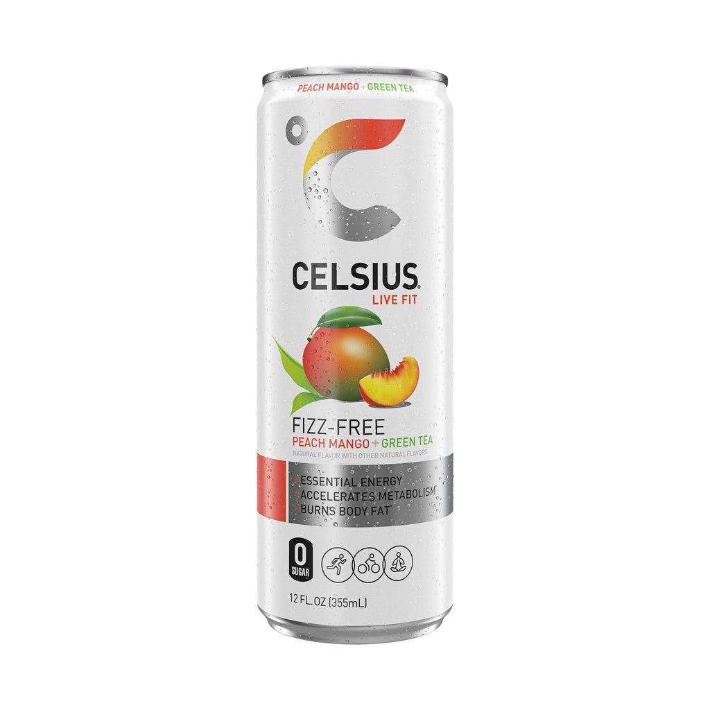 CELSIUS Essential Peach Mango Green Tea Energy Drink 12 fl oz Single Can