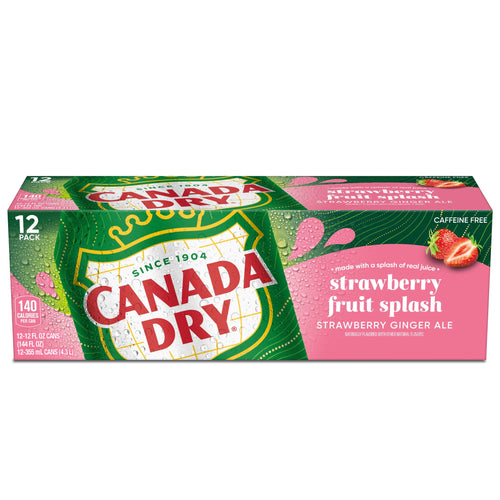 Canada Dry Caffeine Free Fruit Splash Strawberry Ginger Ale Soda Pop Cans 12 Fl Oz 12 Pack
