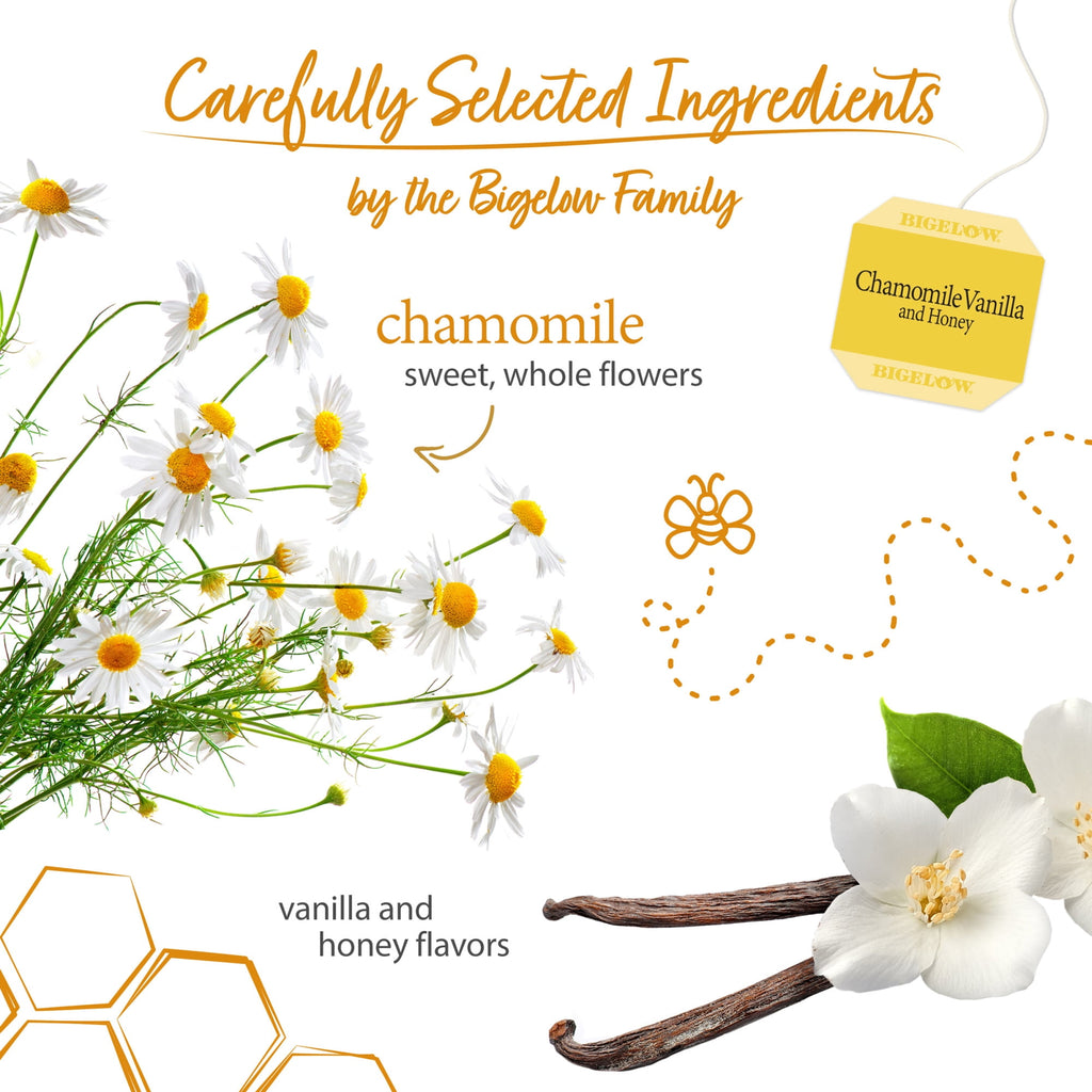 Bigelow Chamomile Vanilla and Honey Caffeine Free Herbal Tea Bags 20 Count