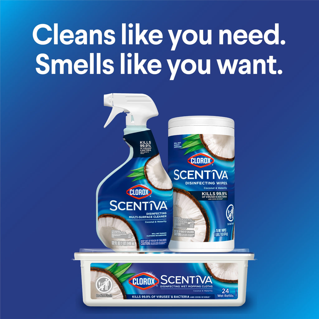 Clorox Scentiva Disinfecting Wipes Coconut & Waterlily 75 Count