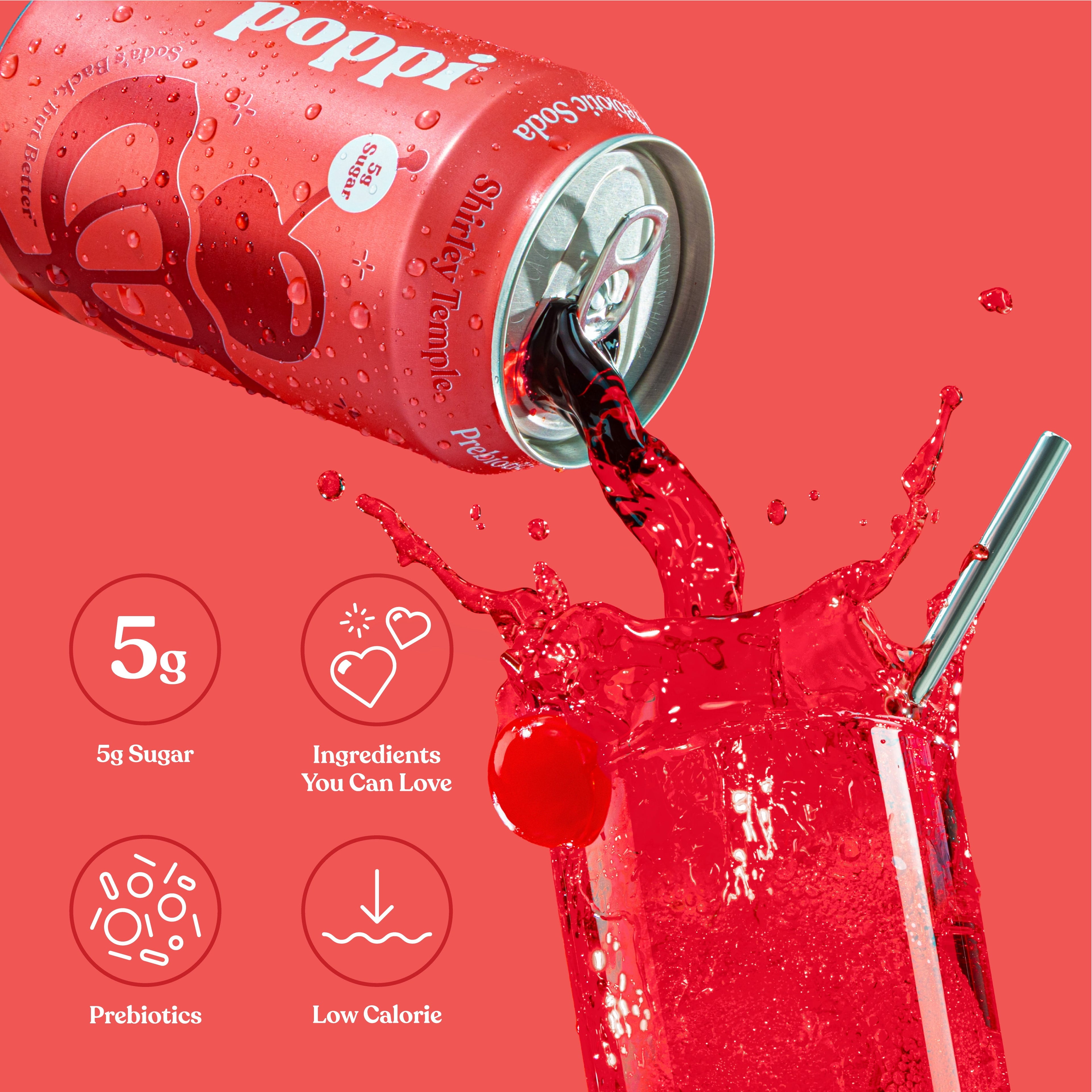 Poppi Shirley Temple Prebiotic Soda Can 12 Fl Oz