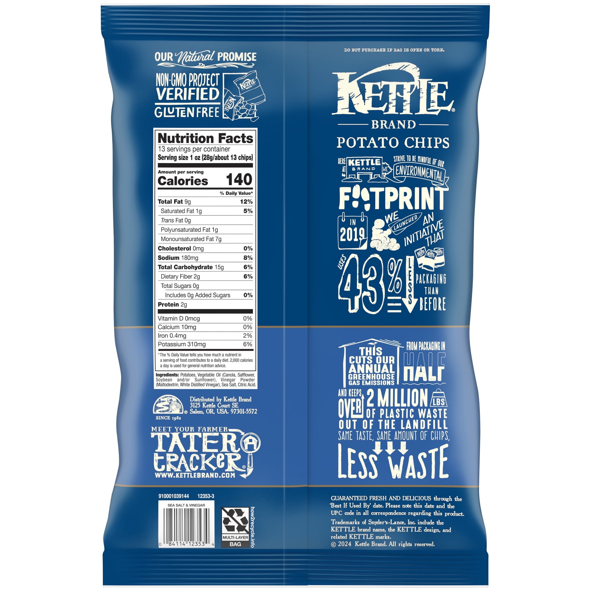 Sea Salt & Vinegar Kettle Chips Party Size 13 Oz Kettle Brand