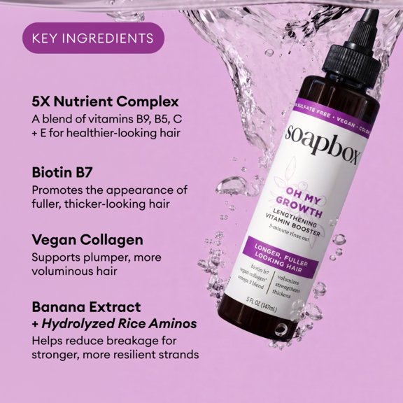Soapbox Oh My Growth Lengthening Vitamin Booster Rinse-Out Treatment with Biotin B7 5 fl oz