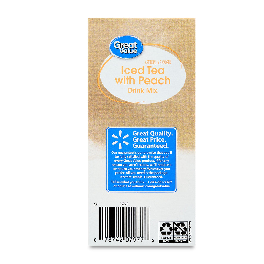 Great Value Iced Tea with Peach Sugar Free Instant Drink Mix 0.25 oz 6 Count