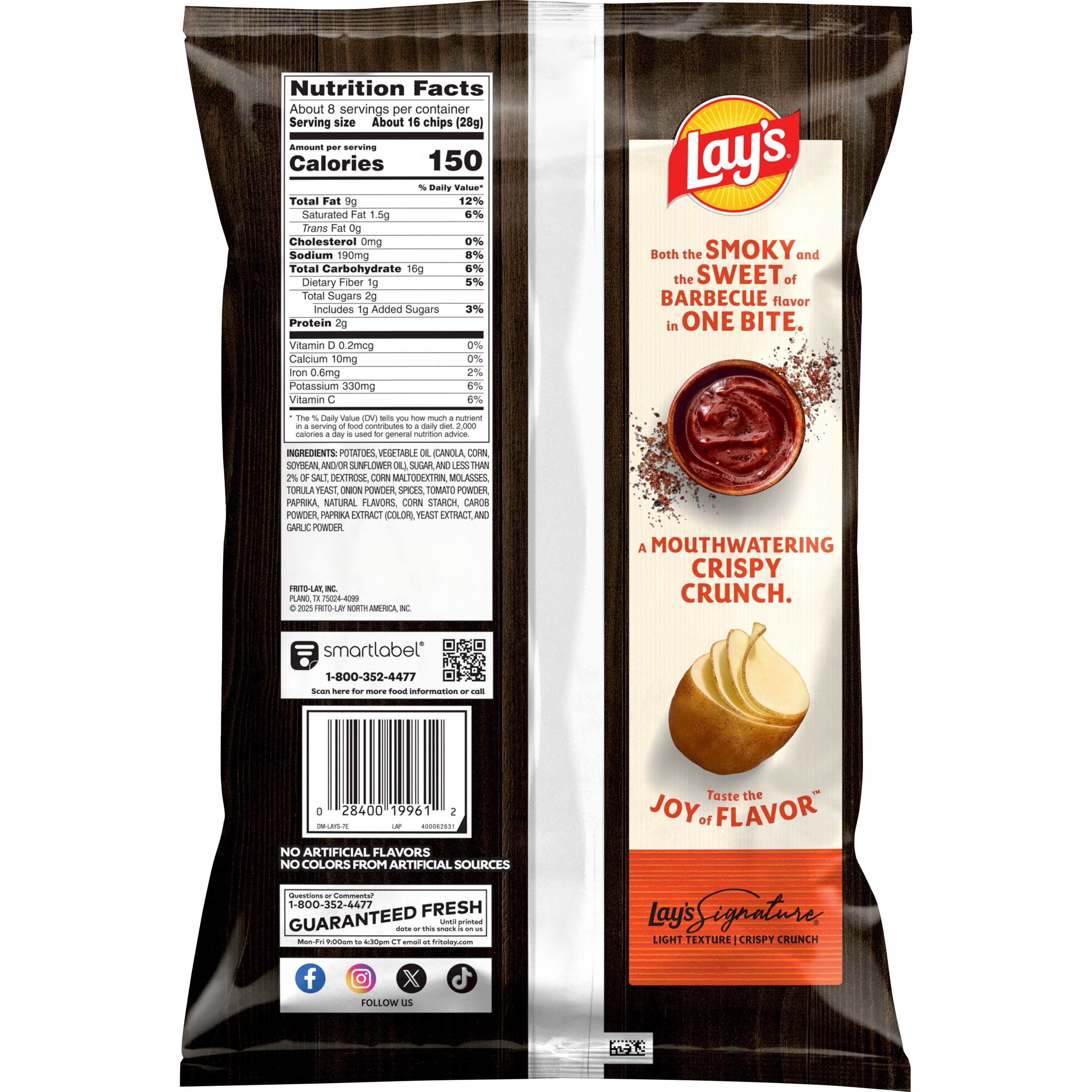 Barbecue Flavored Potato Chips 7.75 Oz 1 Count Lay's