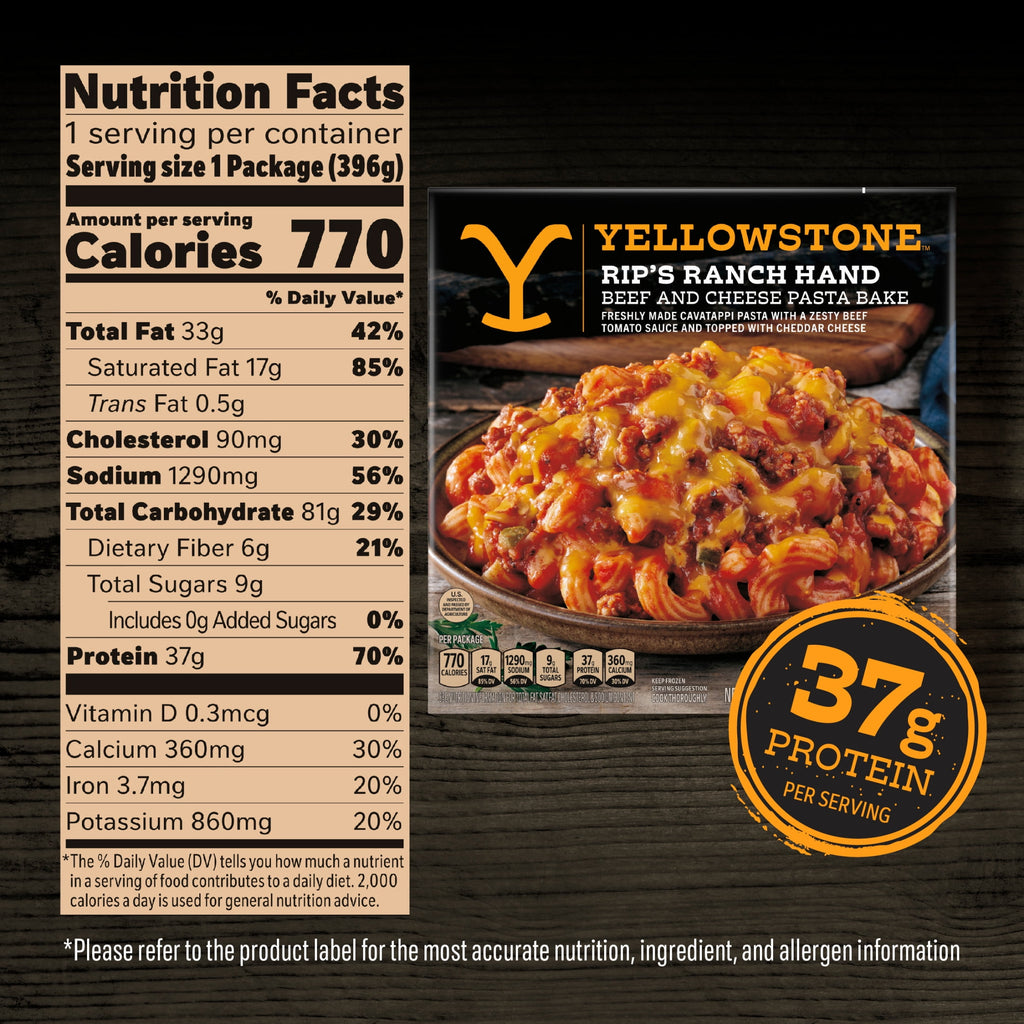 Yellowstone Beef and Cheese Pasta Bake Frozen Meal 14 Oz
