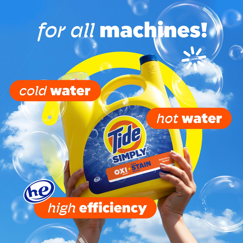 Tide Simply Oxi Boost + Ultra Stain Release Liquid Laundry Detergent Refreshing Breeze 129 fl oz 96 Loads