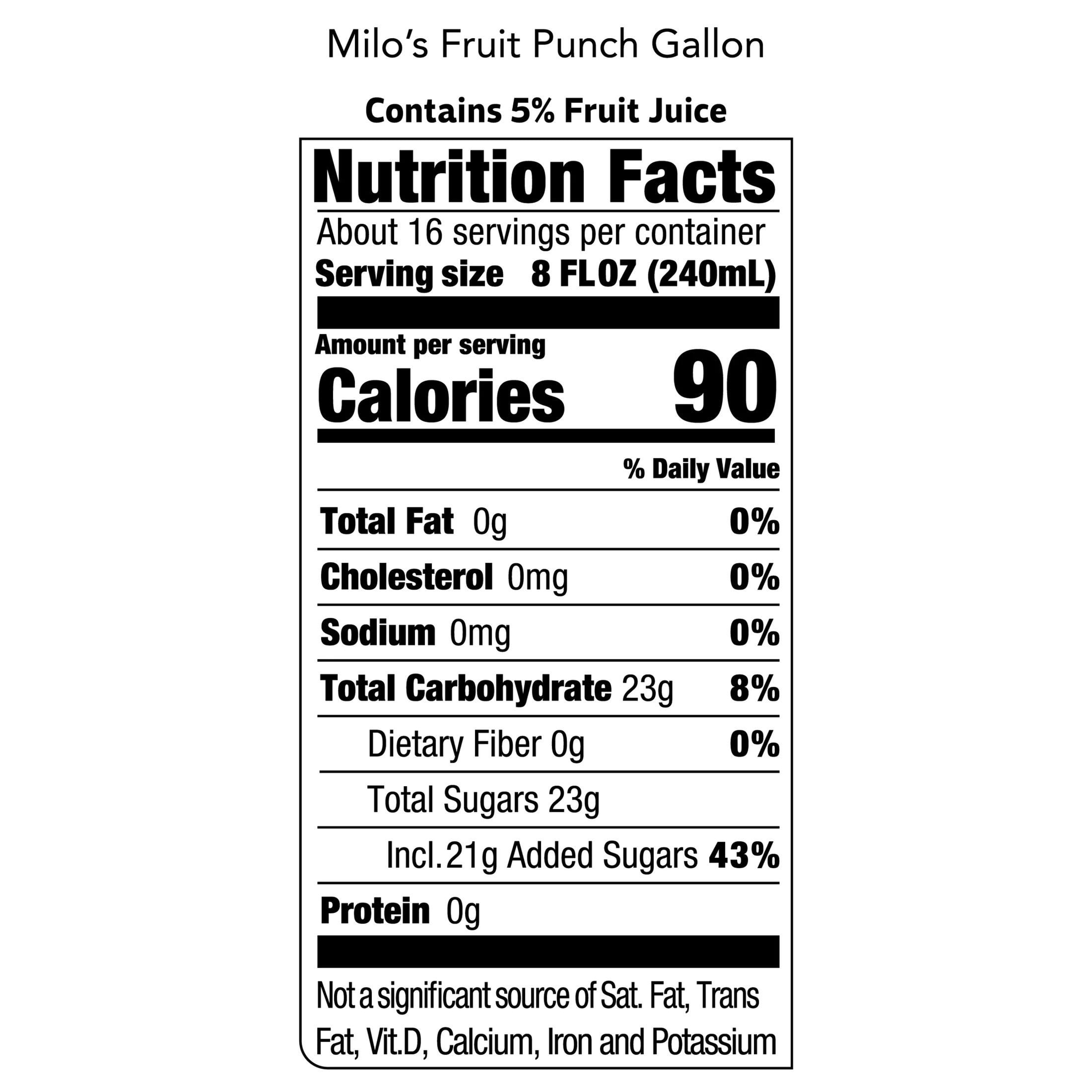 Milo's Fruit Punch 100% Natural Juice Drink Pulp-Free 128 fl oz