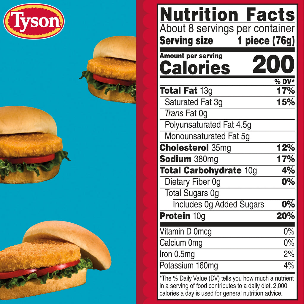 Tyson White Meat Chicken Patties Original Frozen 23 Oz 9 Count