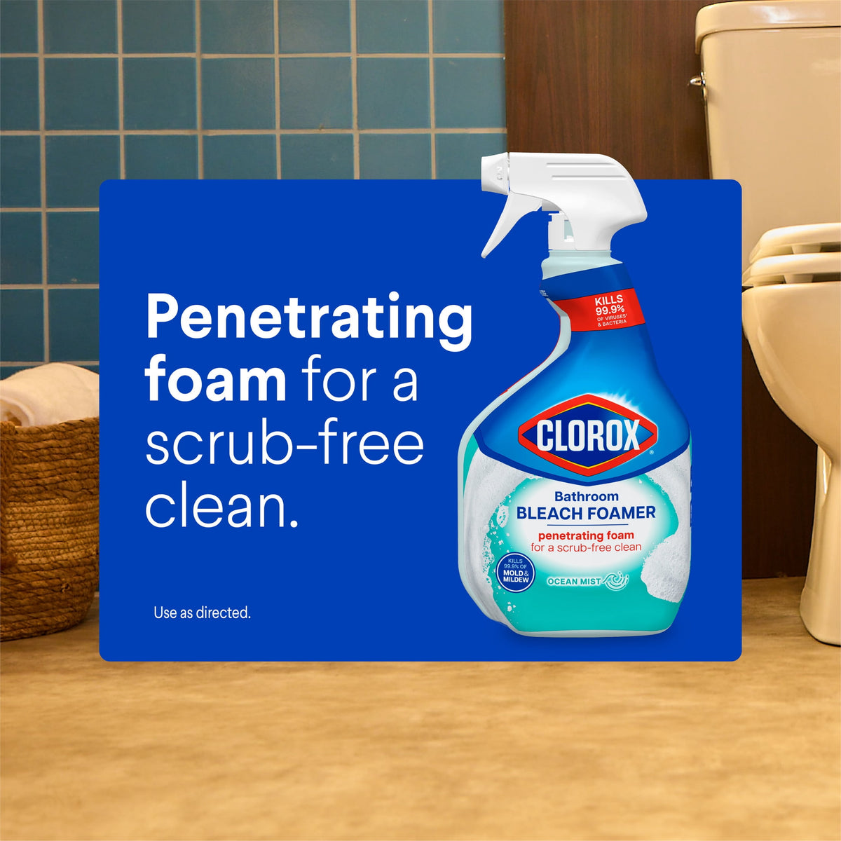 Clorox Bleach Foamer Bathroom Shower Cleaner Spray Ocean Mist 30 fl oz