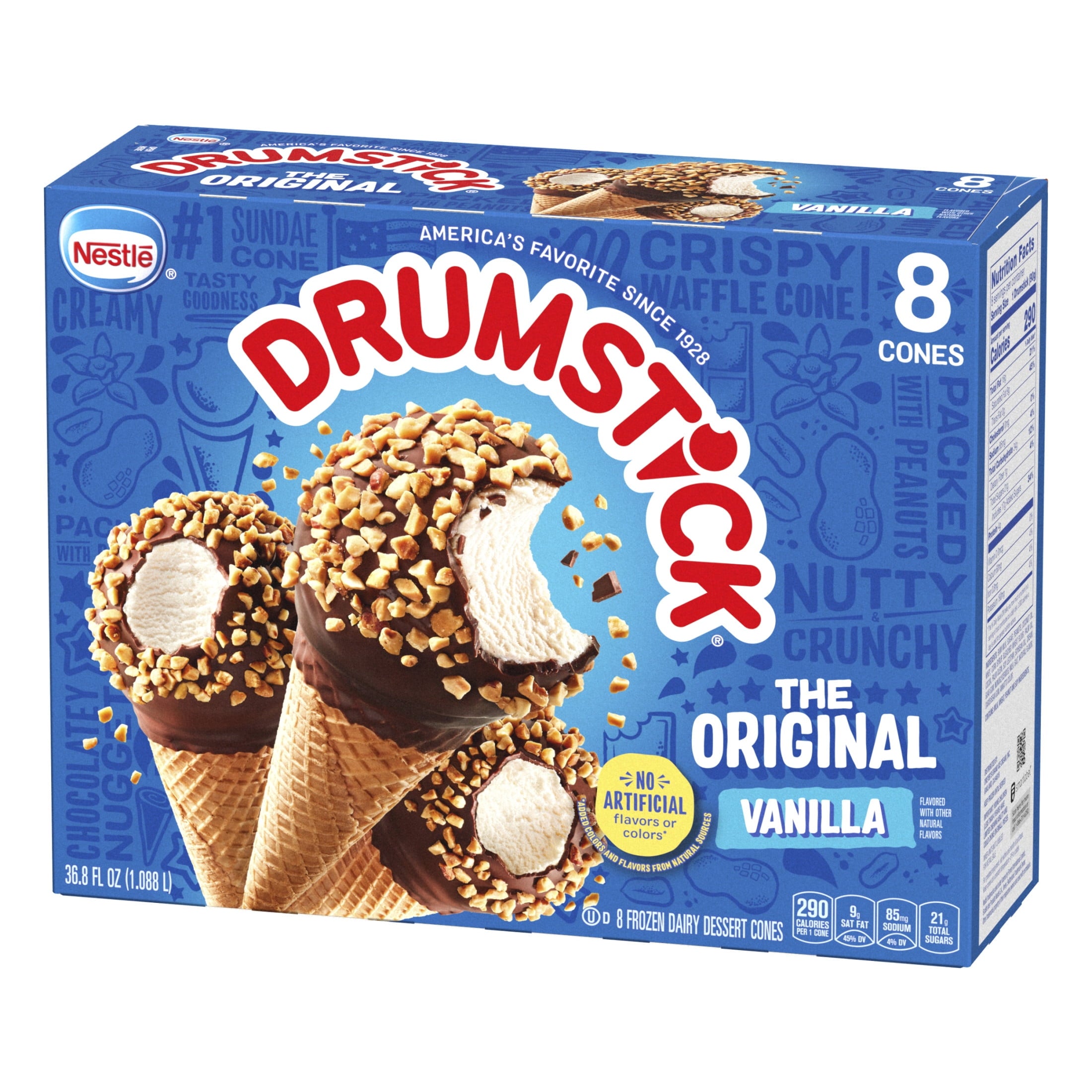 Drumstick Original Vanilla Sundae Cones 8 Count 36.8 Fl Oz