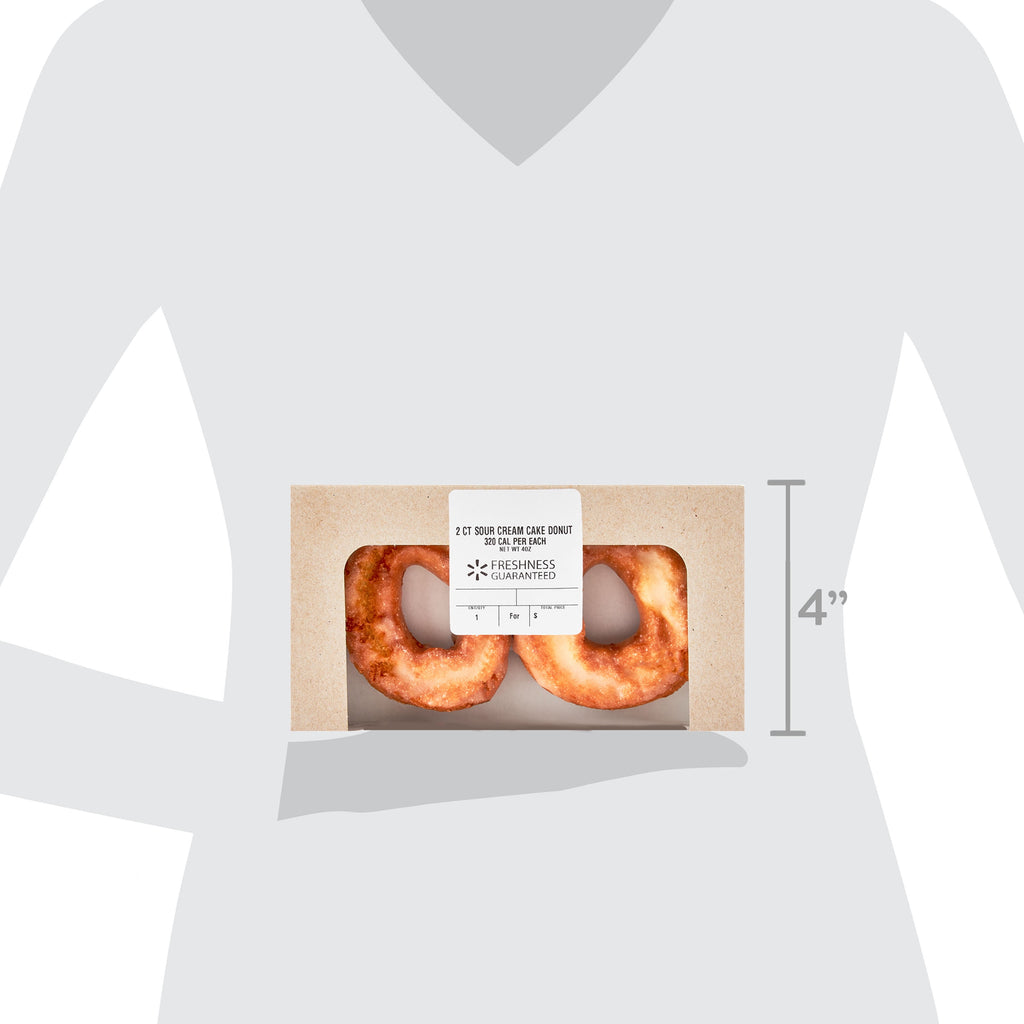 Regular Glazed Sour Cream Cake Donuts 4 Oz 2 Count Freshness Guaranteed