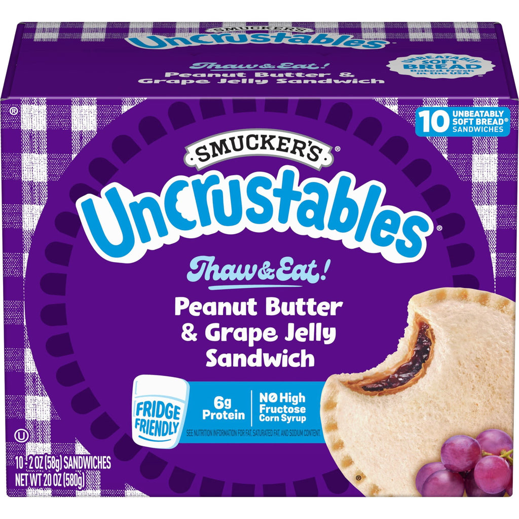 Smucker's Uncrustables Peanut Butter & Grape Jelly Sandwiches 10 Count 20 Oz Frozen
