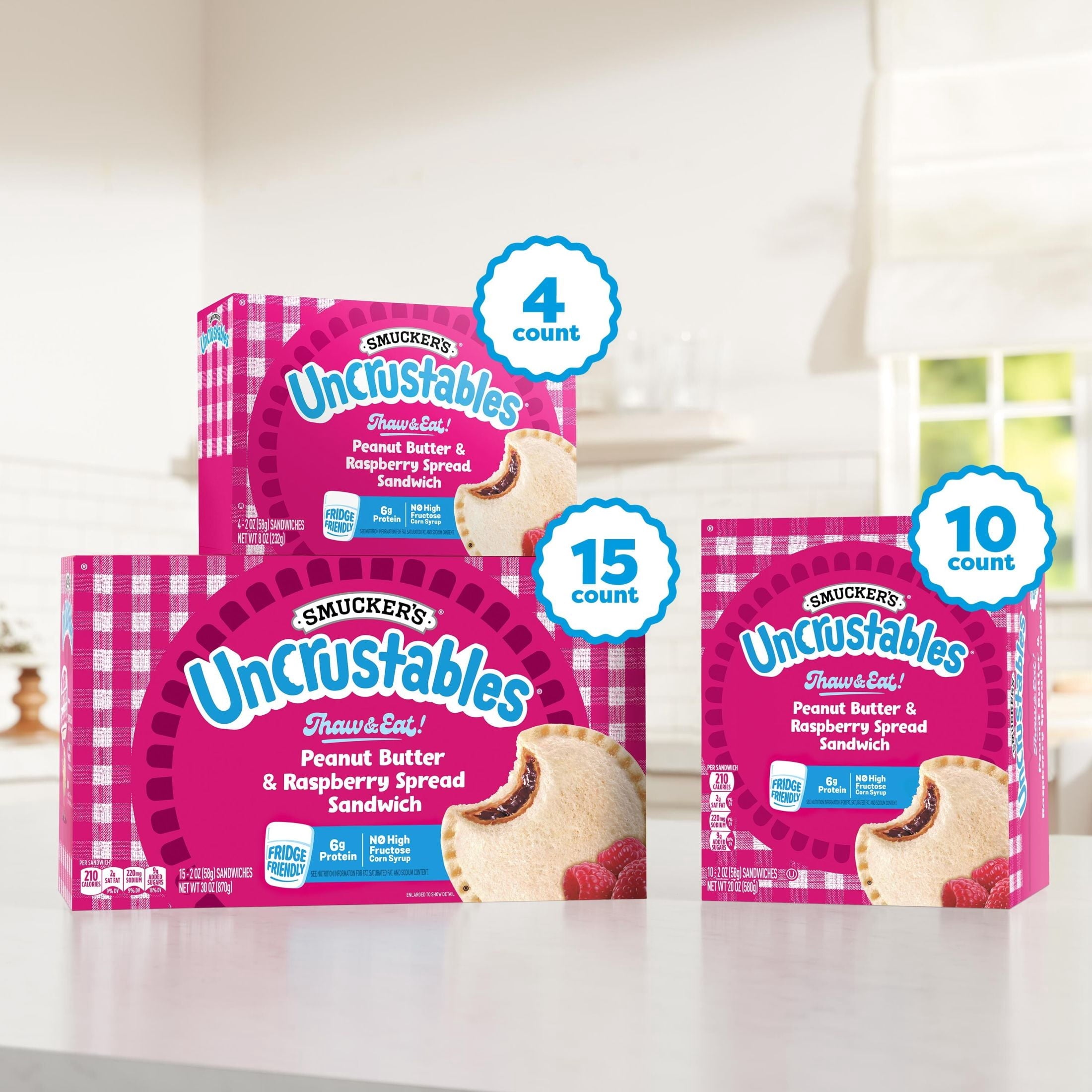 Smucker's Uncrustables Peanut Butter & Raspberry Spread Sandwiches Frozen 4 Count 8 Oz