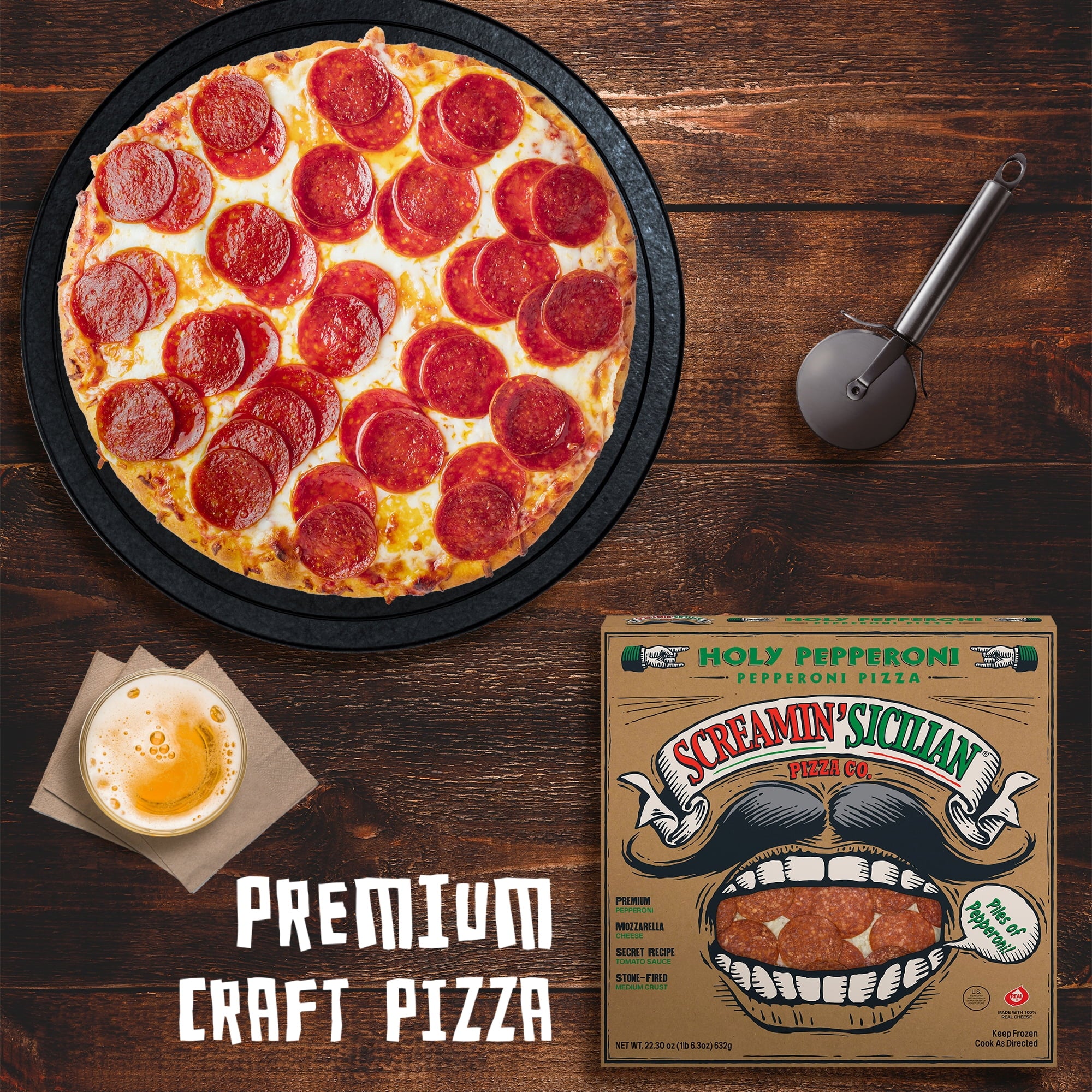 Screamin' Sicilian Holy Pepperoni Frozen Pizza 22.3 Oz