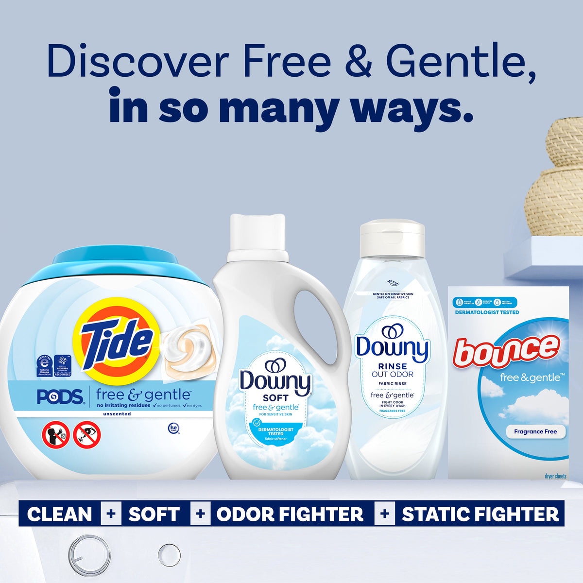 Downy Free & Gentle Liquid Fabric Softener Hypoallergenic Fresh Scent 77 fl oz 105 Loads