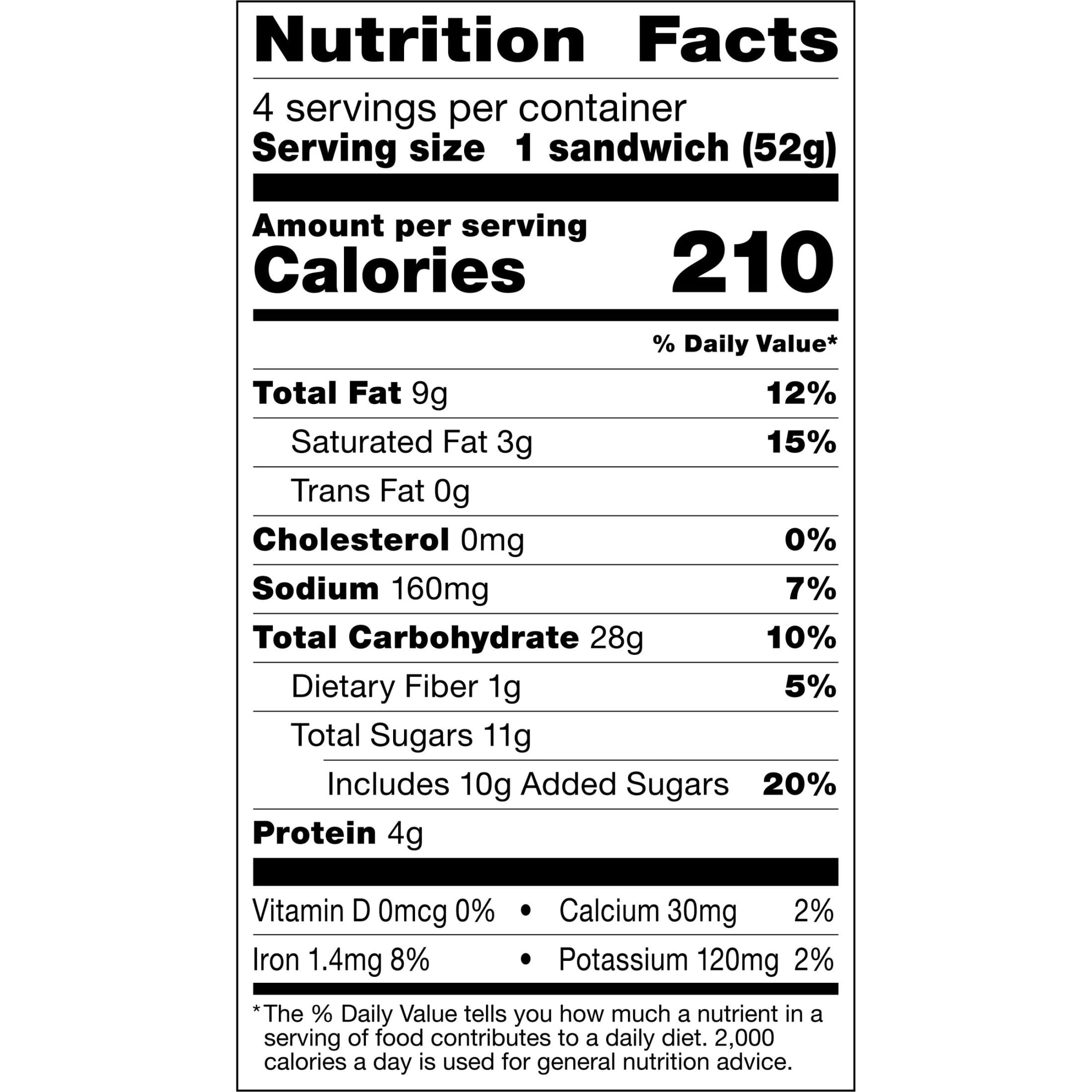 Smucker's Uncrustables Chocolate Flavored Hazelnut Spread Sandwiches Frozen 4 Count 7.2 Oz