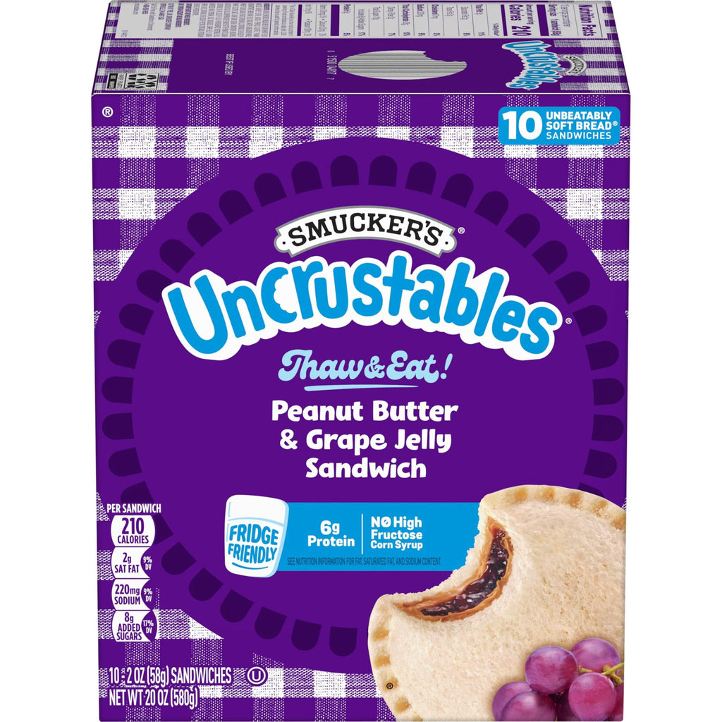 Smucker's Uncrustables Peanut Butter & Grape Jelly Sandwiches 10 Count 20 Oz Frozen